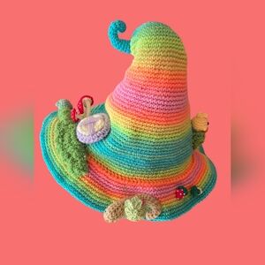Colorful Crochet Mushroom Hat OOAK